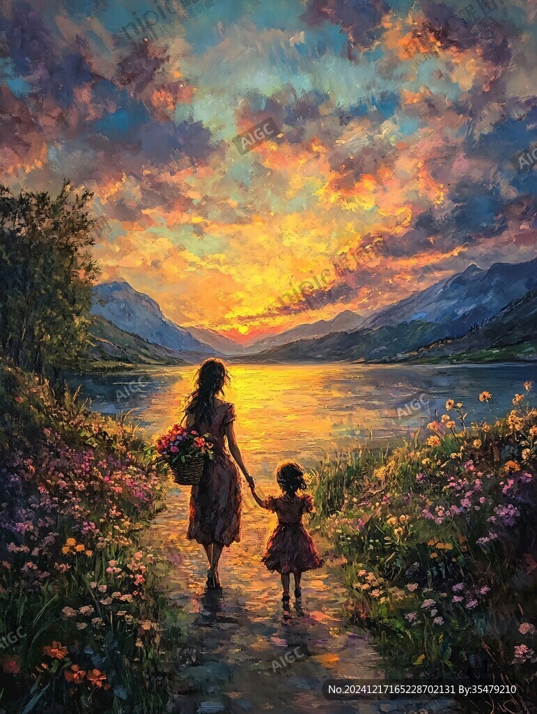 母亲节油画母亲节手绘