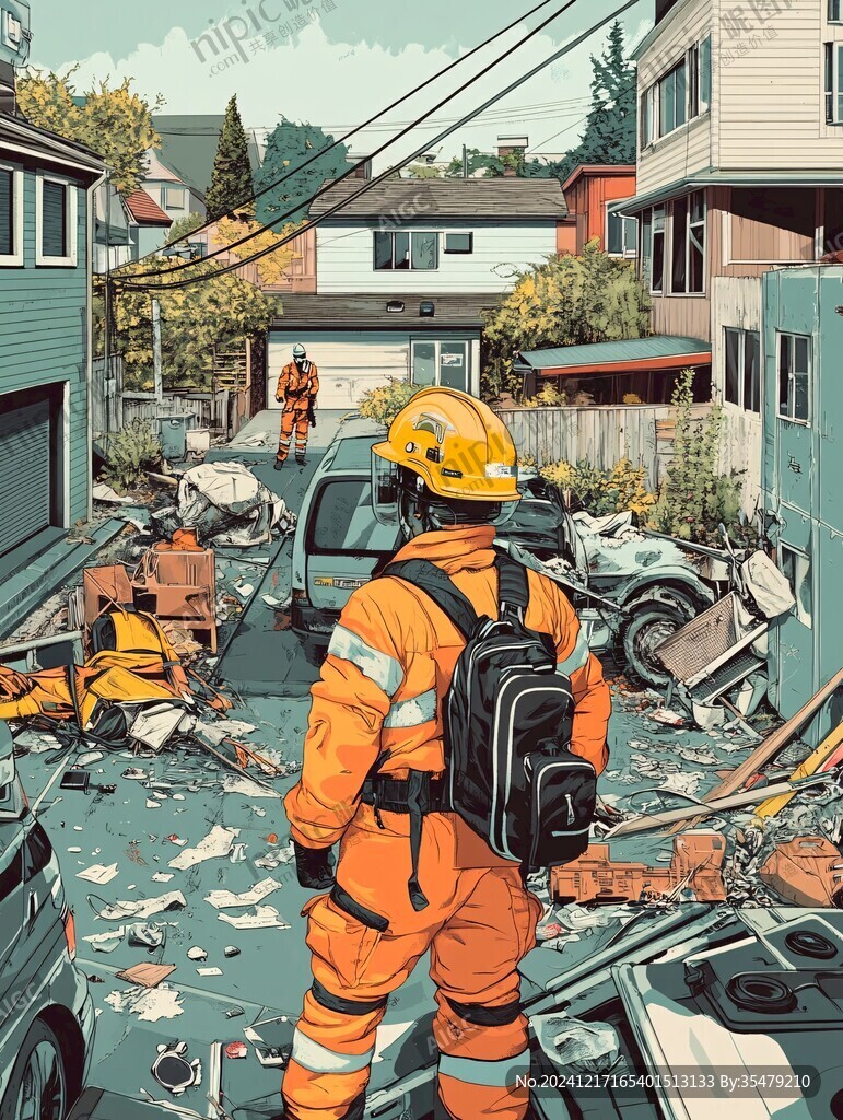 地震救援半景画
