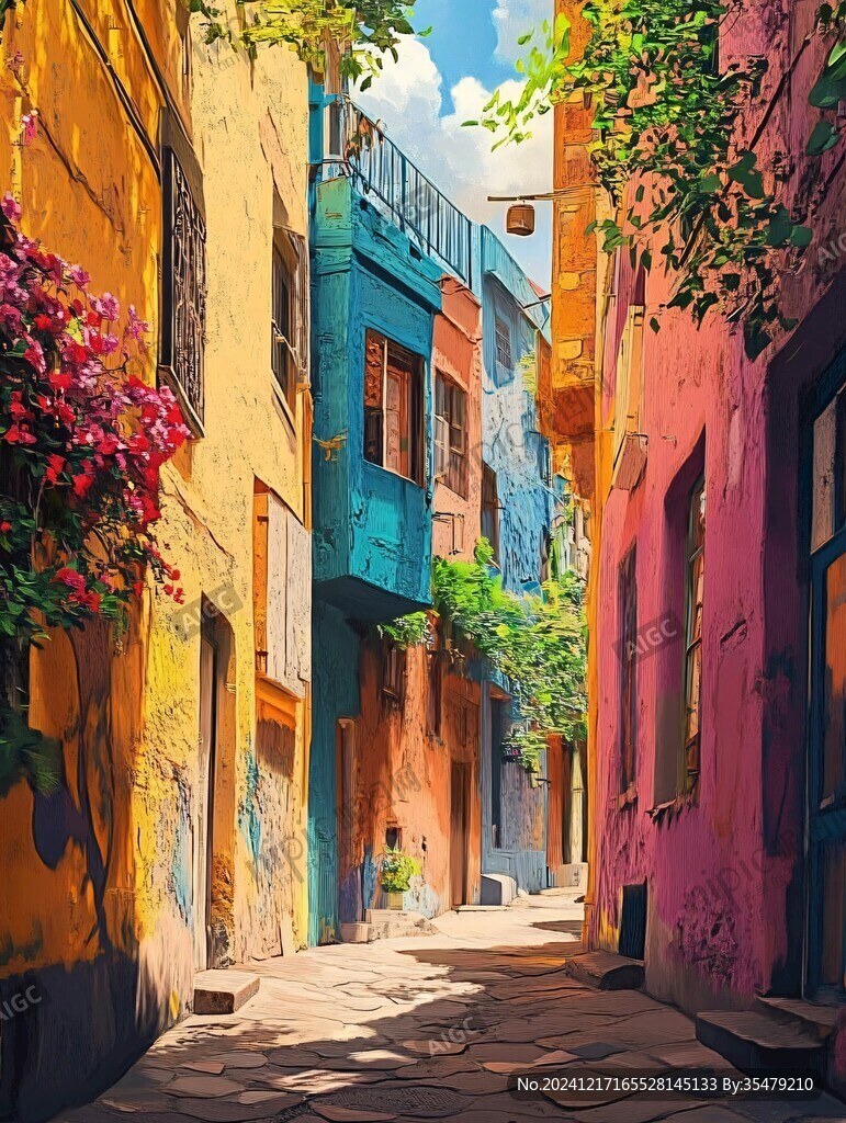 小巷插画