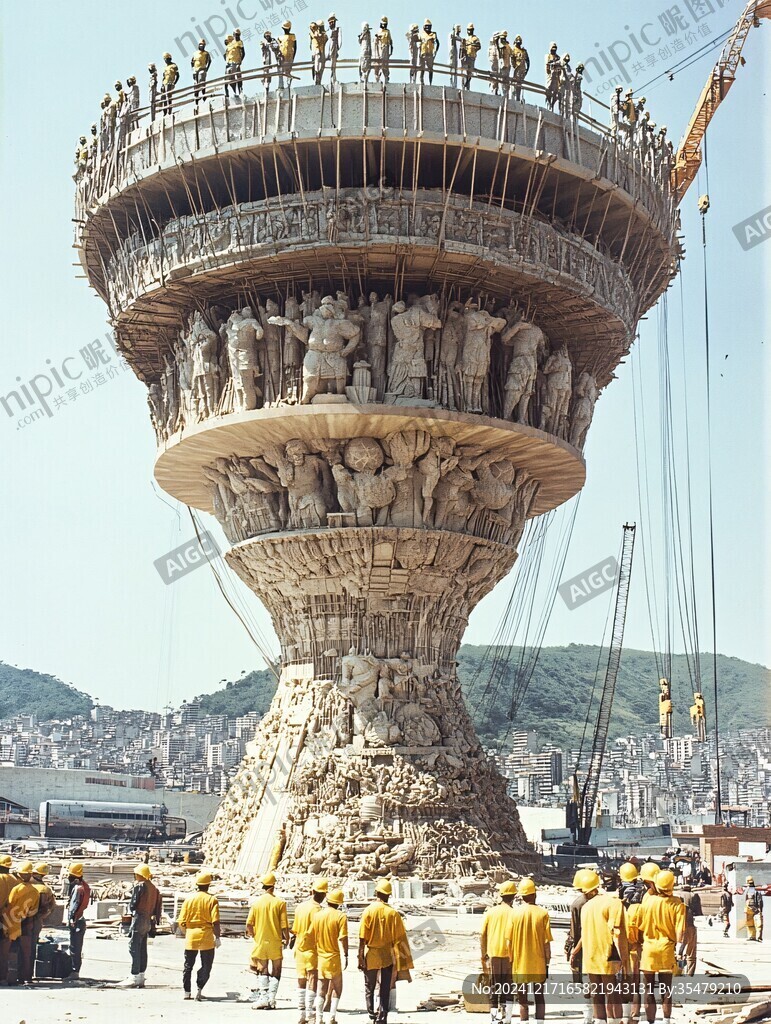 建造海堤群雕像