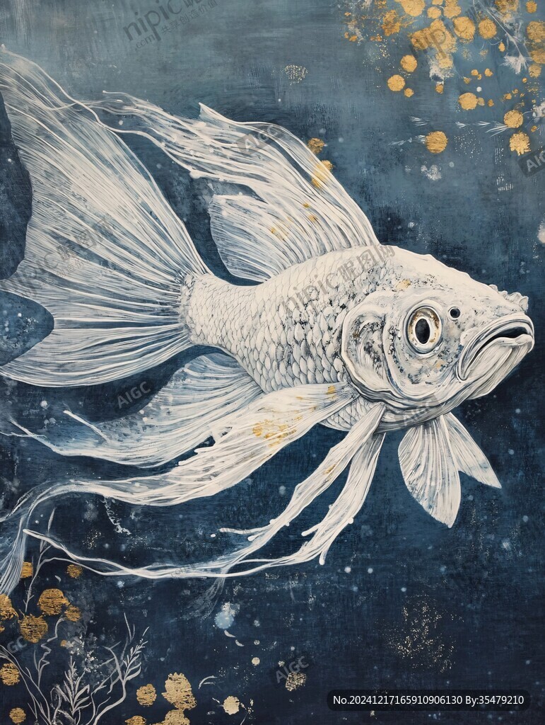 唯美鱼风格插画装饰画