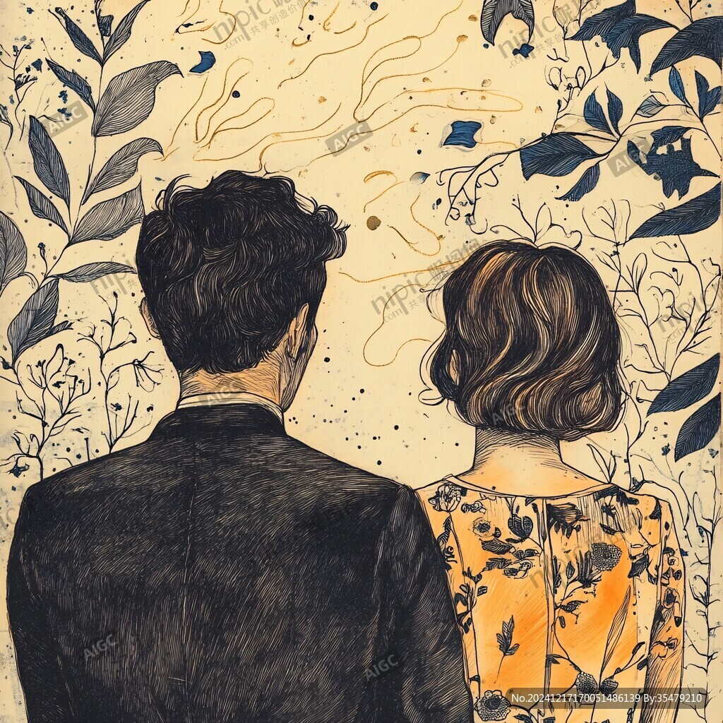 高清情侣插画