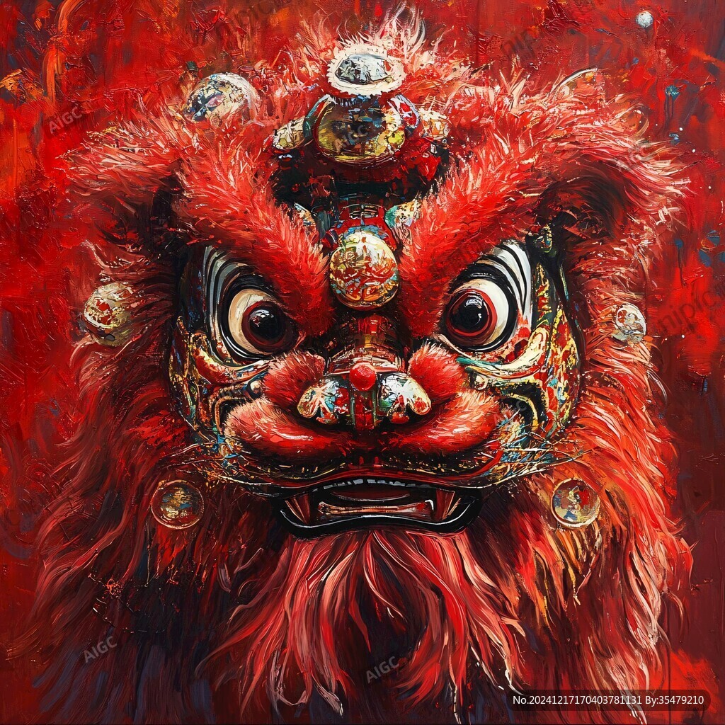 舞狮油画