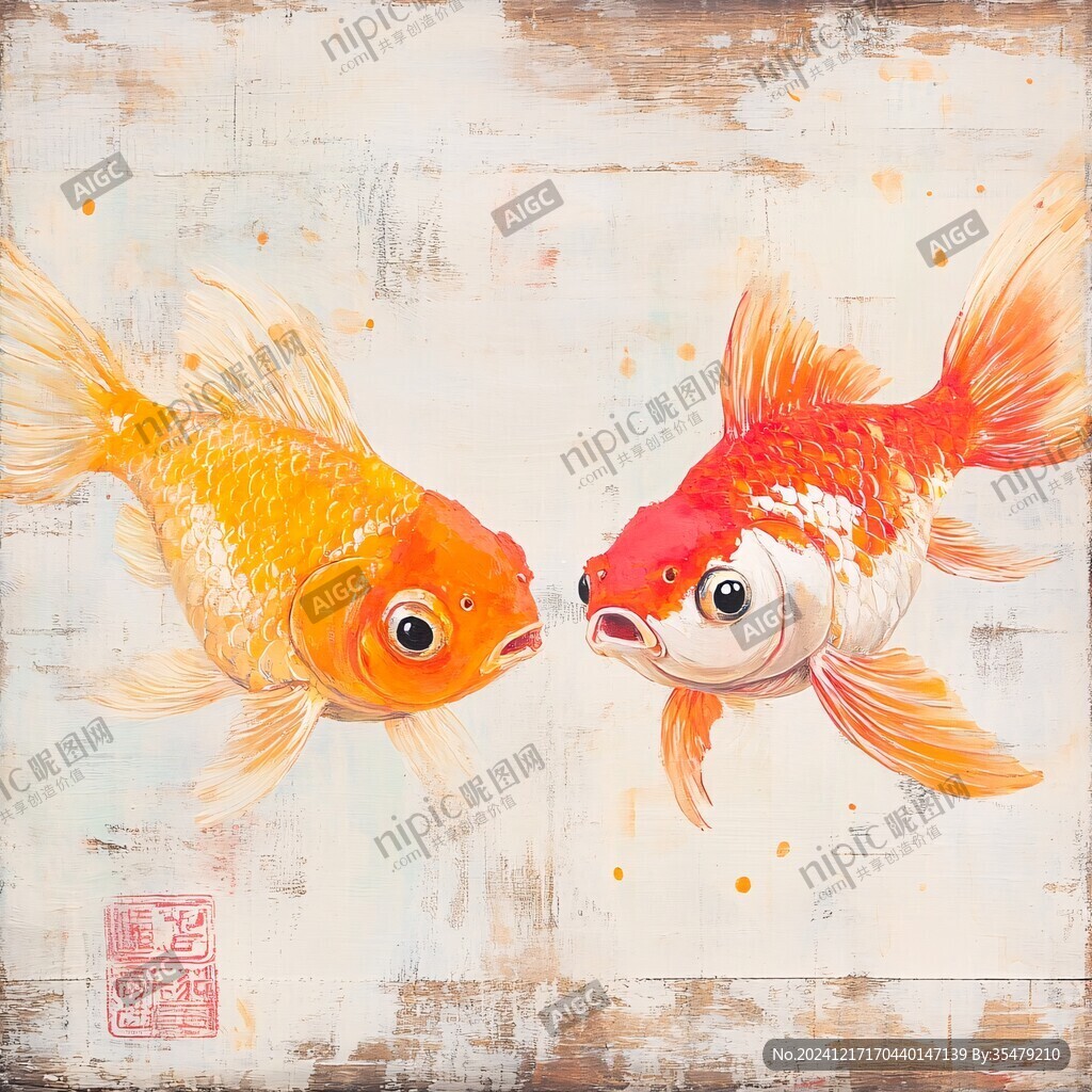 手绘双鱼插画