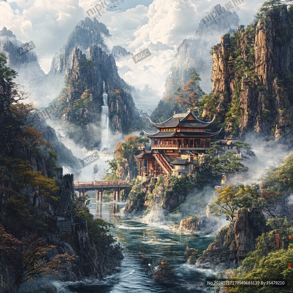 宫殿楼阁仙境仙人大殿