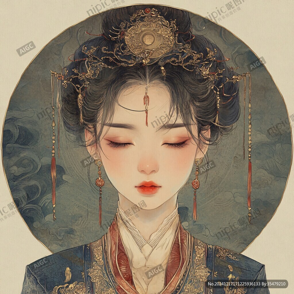 古风美女头像插画封面