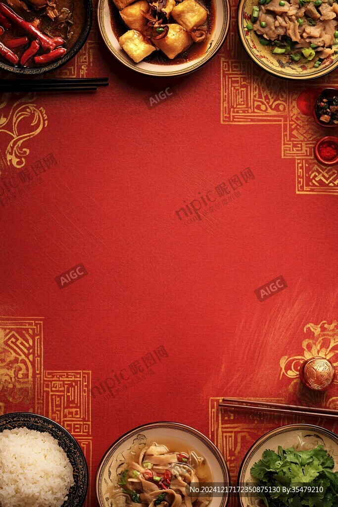 新年喜庆氛围美食背景