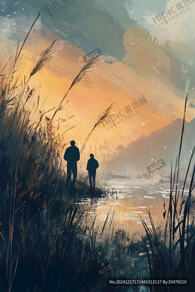 荒野黄昏插画