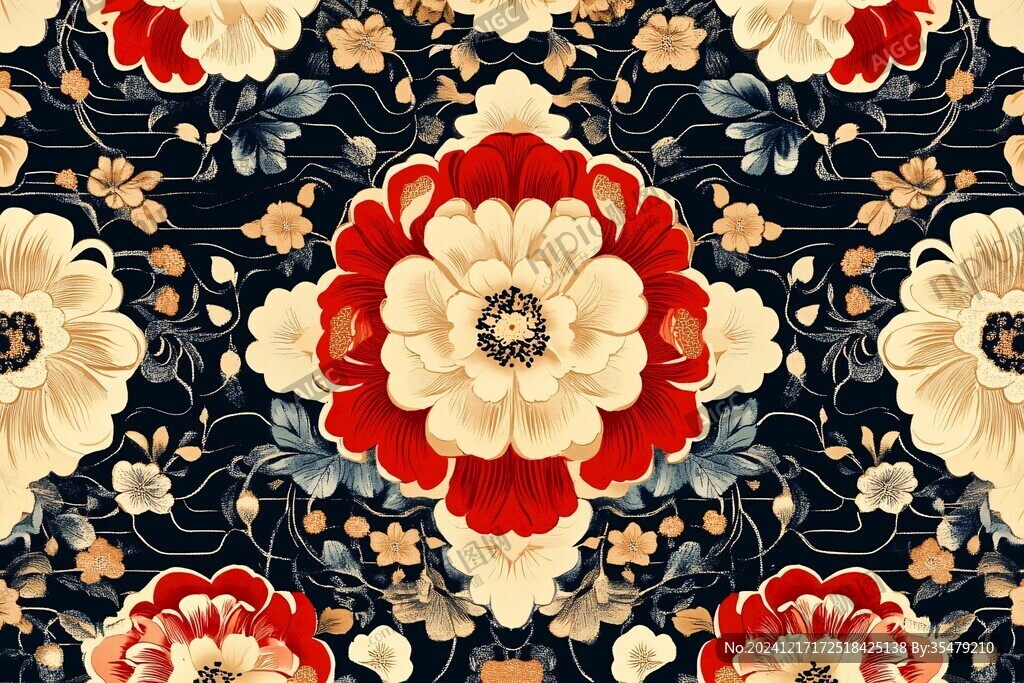 牡丹插画底纹