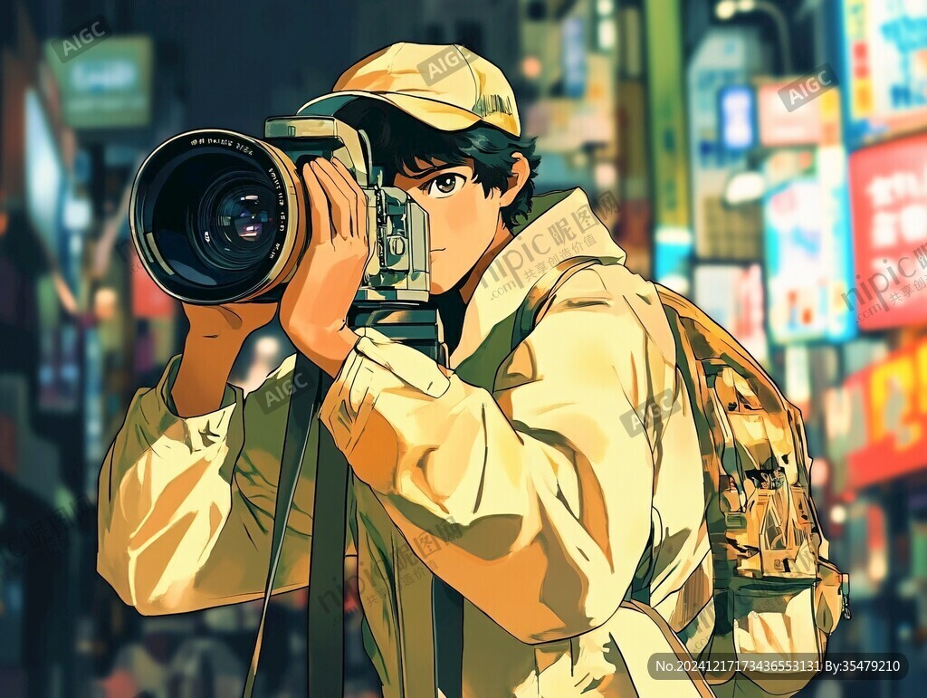 拍照照相的男孩