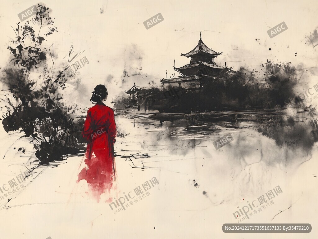 古风人像水墨山水