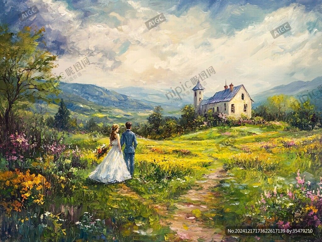油画浪漫婚礼