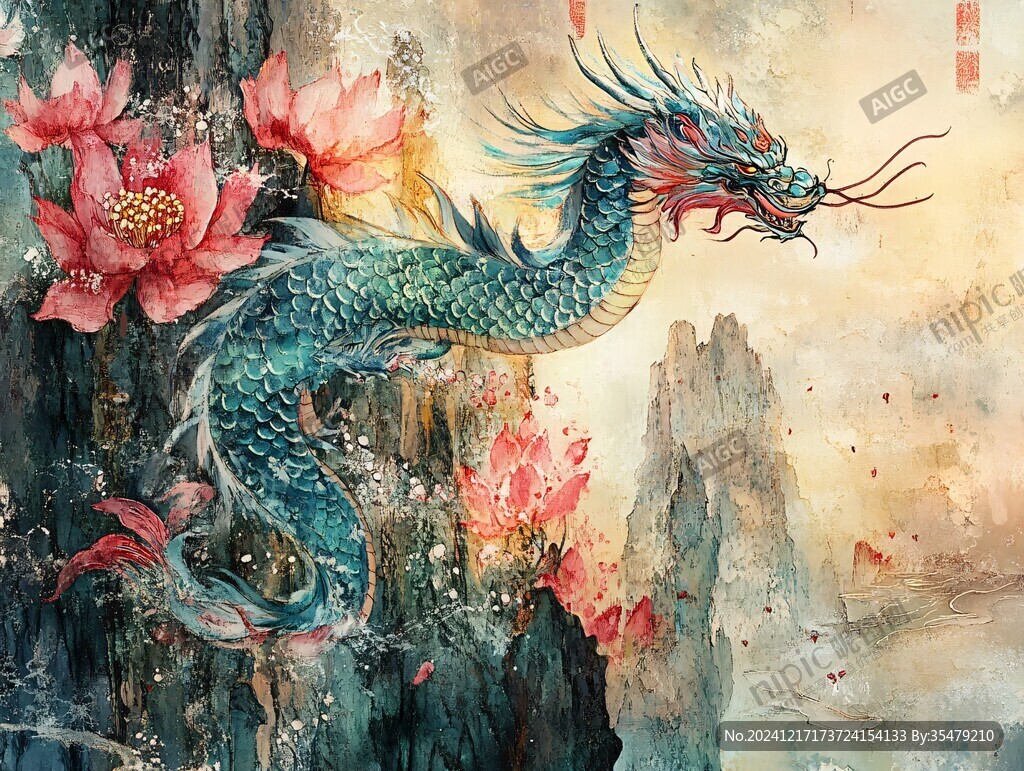 淡彩龙腾