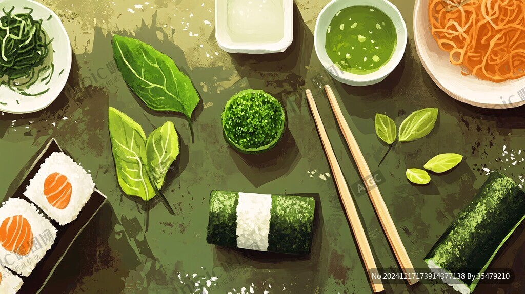 紫菜包饭插画