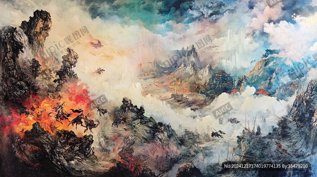 泼彩山水画