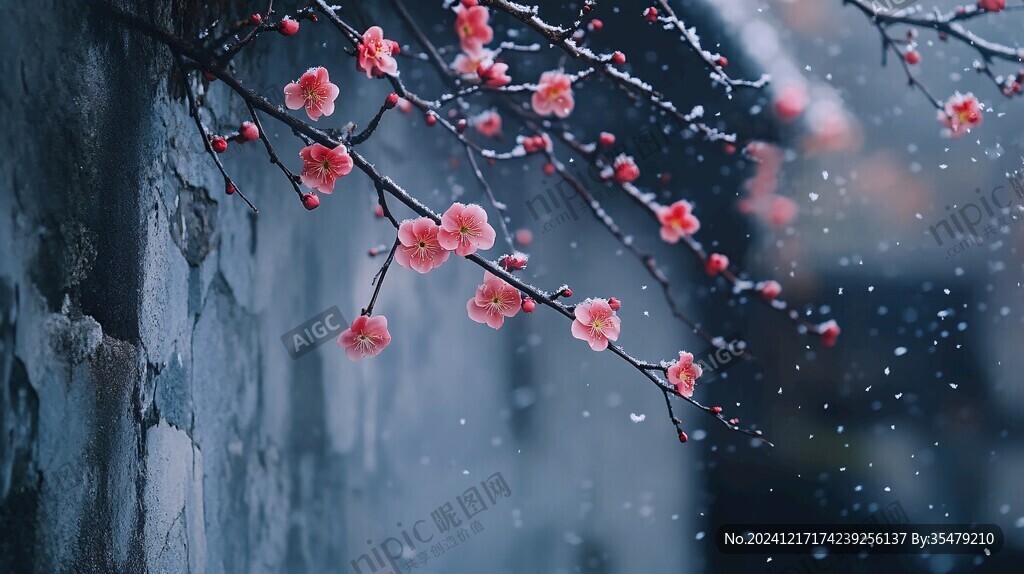 冻雨中的梅花