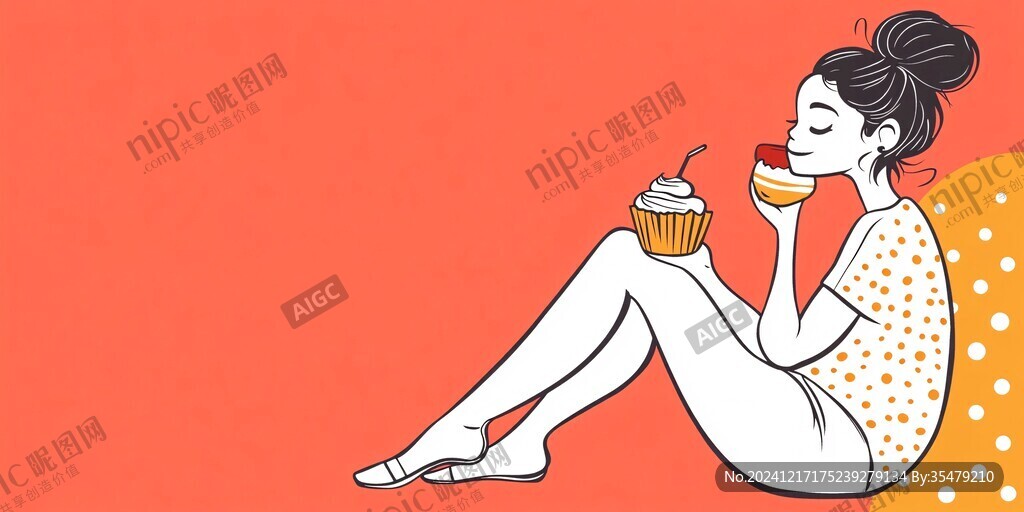 女孩奶茶人物包装插画