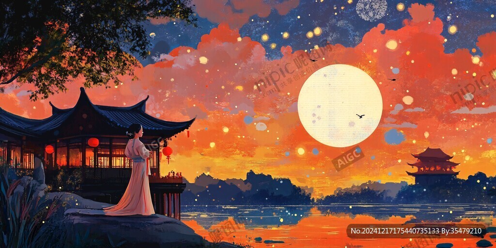 插画爱晚亭