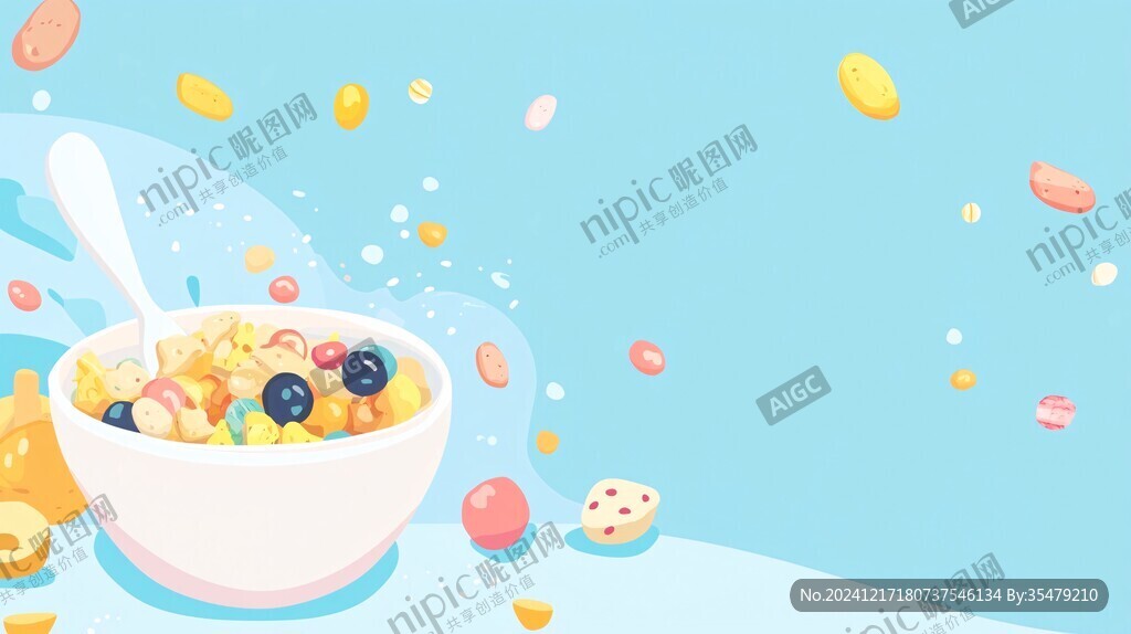 果粒麦片插画