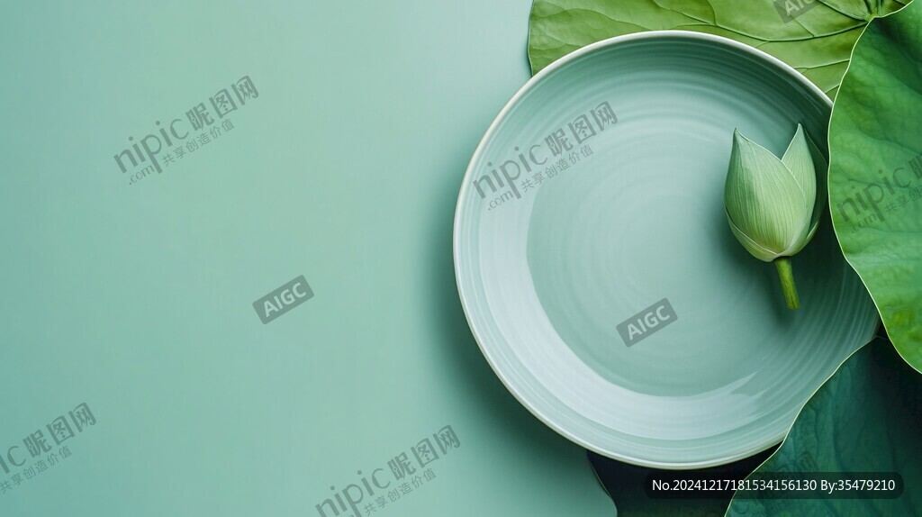 绿色花边浅盘