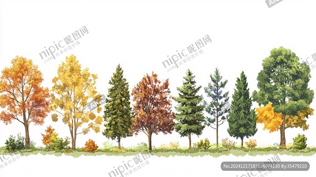 手绘枫叶林