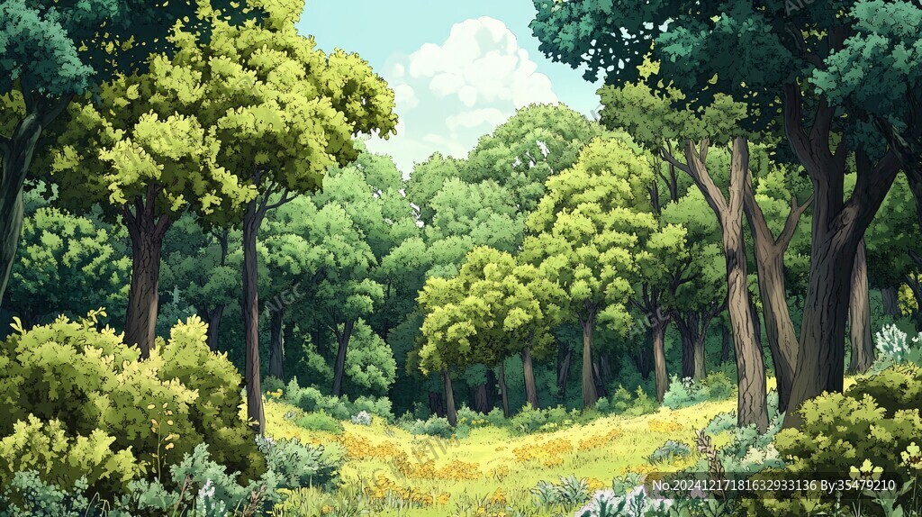 春天森林插画