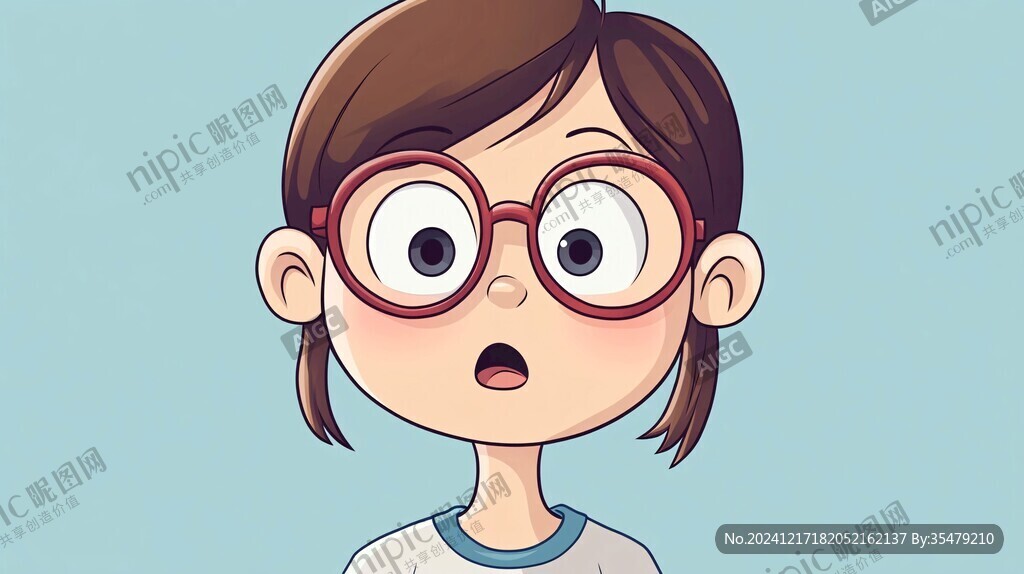 戴眼镜女孩插画