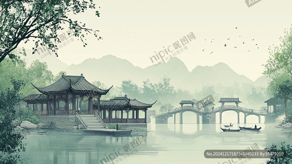 江南园林插画
