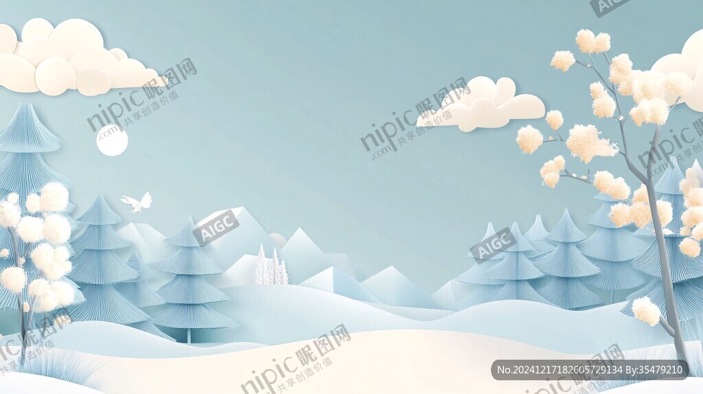 冬天雪景插画