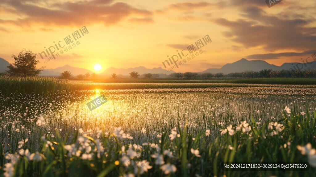 唯美夕阳花海