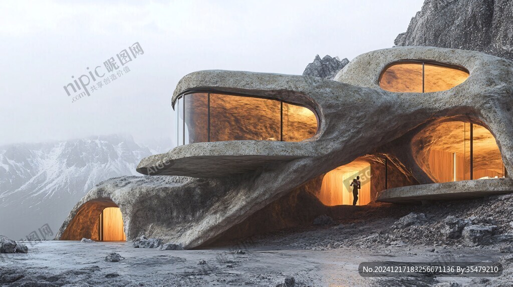 建在岩石上的别墅