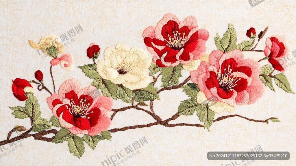 刺绣缂丝芙蓉花