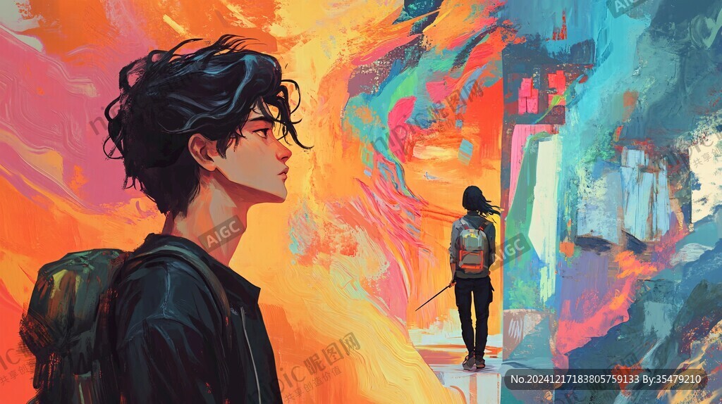 青春男孩插画