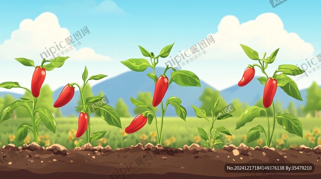 辣椒地插画