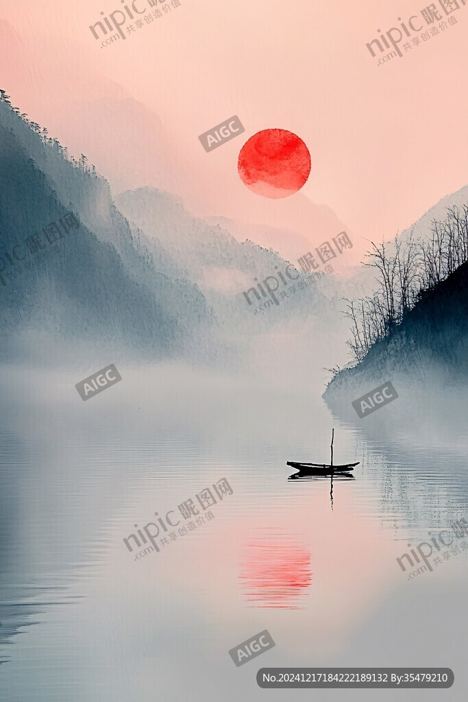 一叶扁舟破晓烟