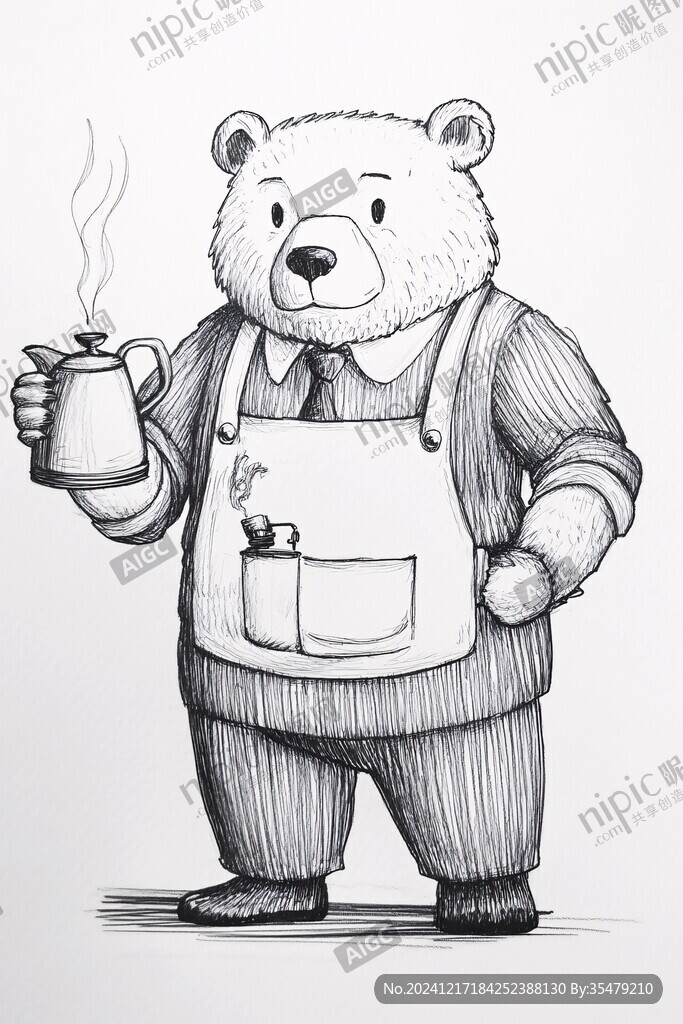 手绘熊ip插画