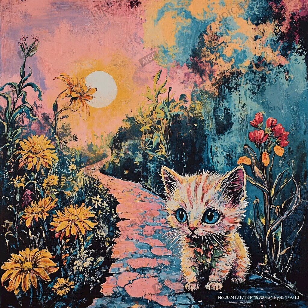 油画大花猫