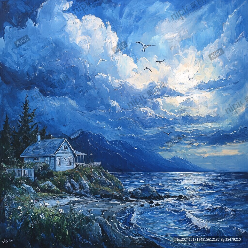 海天一色油画