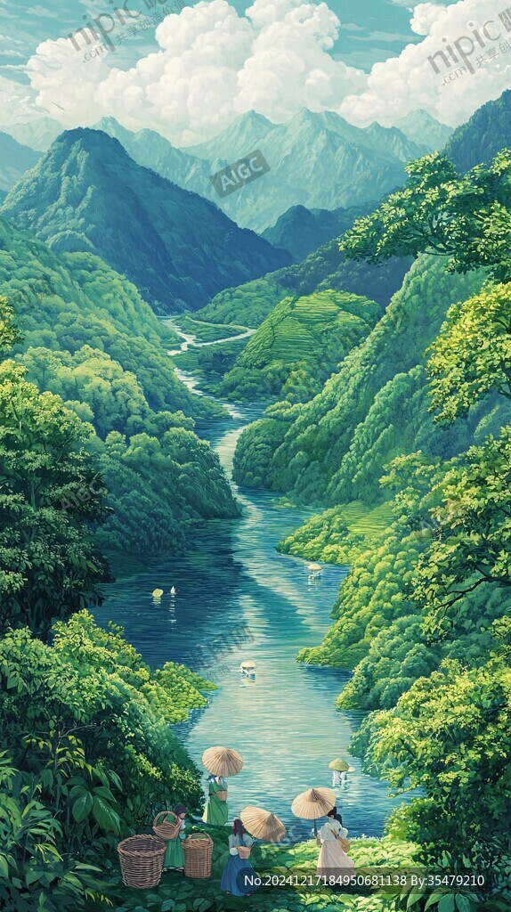 插画山水风景