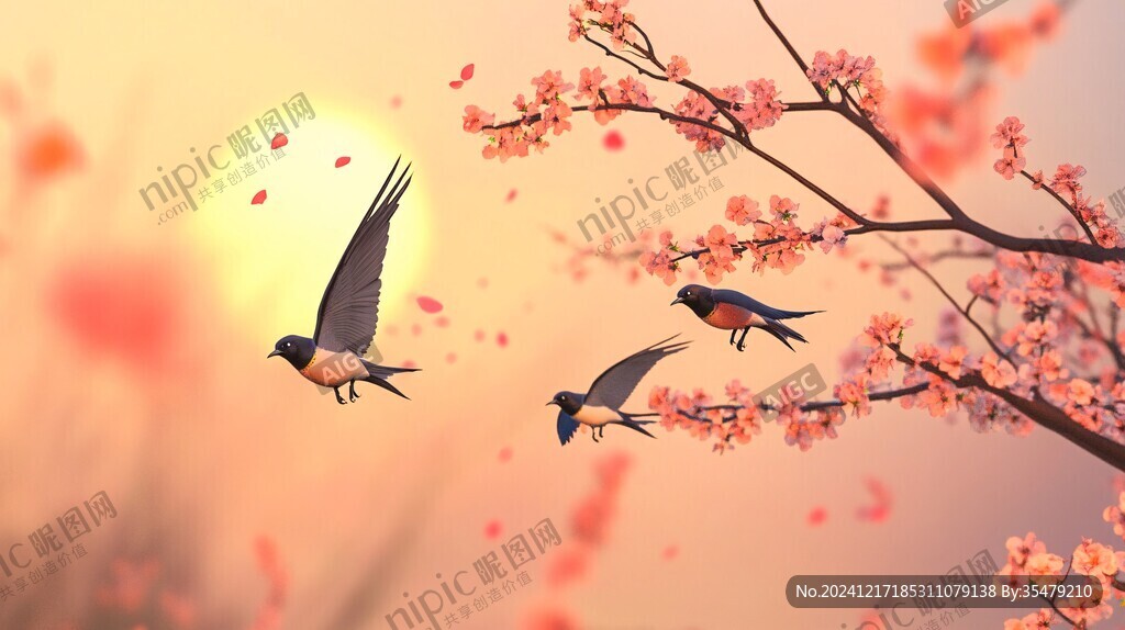 桃花喜鹊