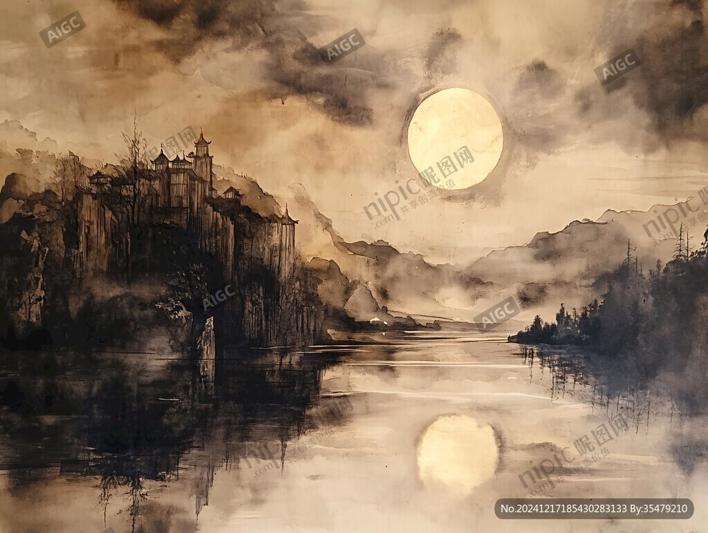 金光万丈水彩画