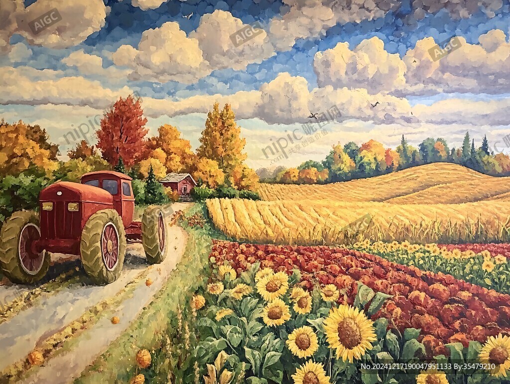 巨幅田园风景画