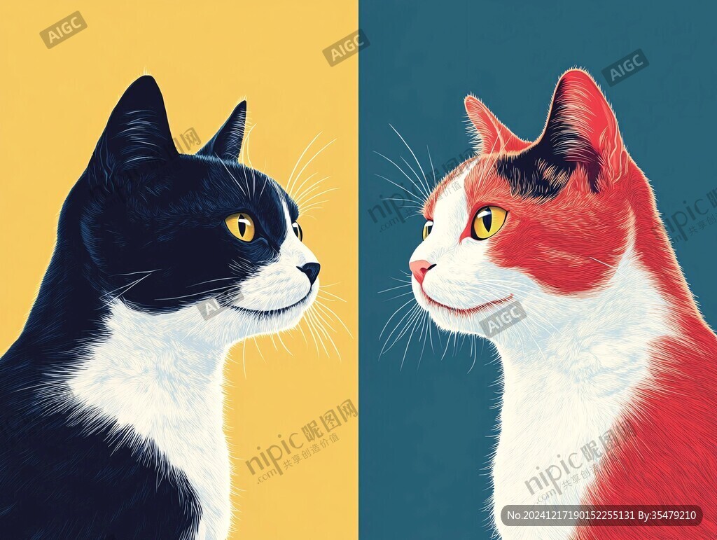 猫咪海报插画