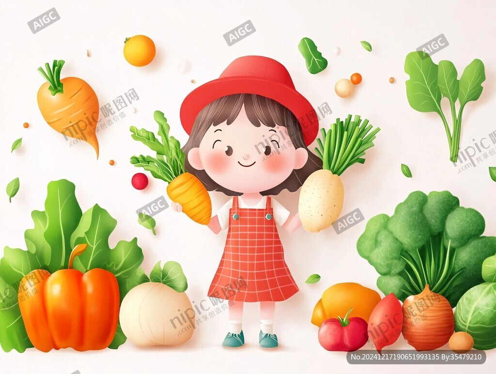 拔萝卜小女孩