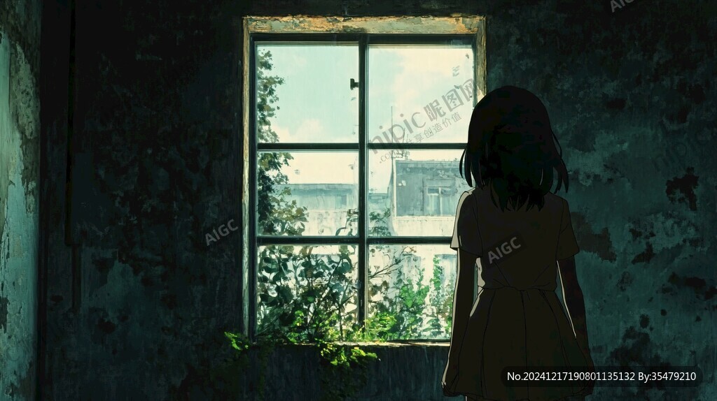 望着窗外的女生
