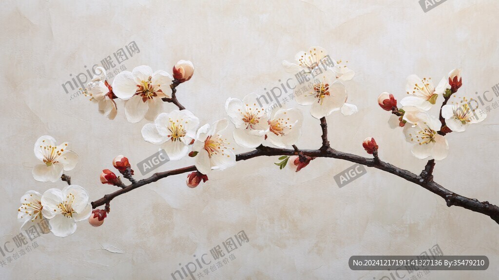 梅花大型高清壁画