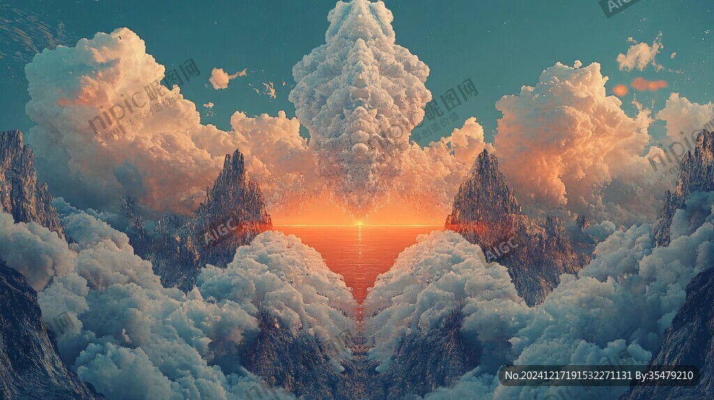 3d云海悬浮小岛