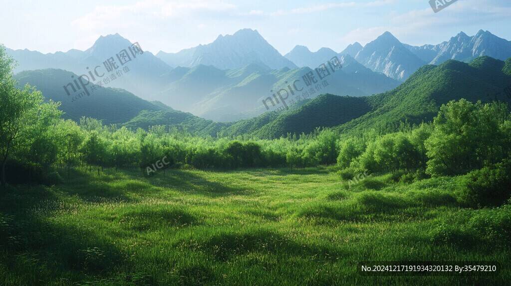 草原草丛背景大山脉