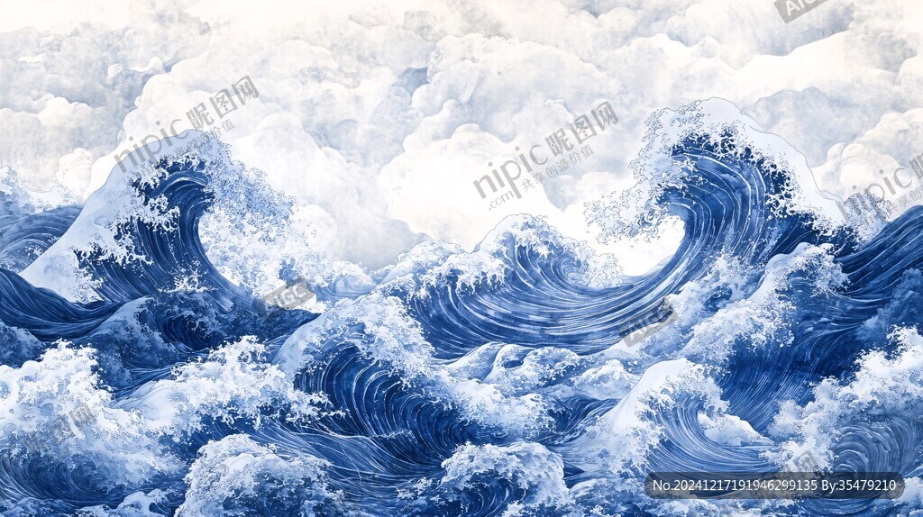 波涛海涛壁画海波海浪