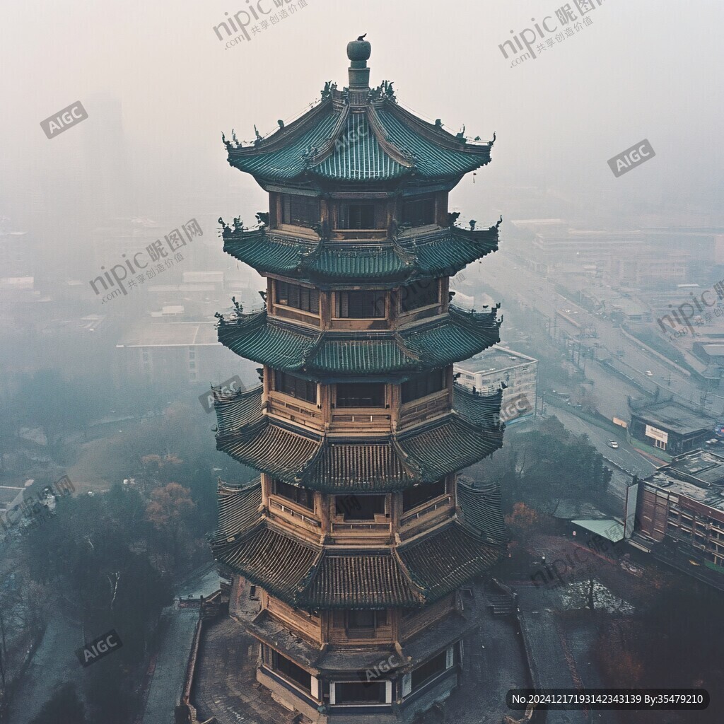 航拍楼塔全貌